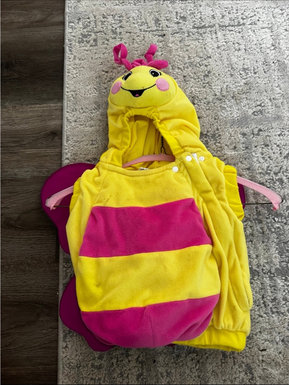 Yellow & Pink Child Butterfly Costume Hoodie